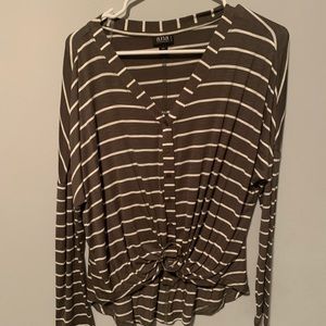 a.n.a striped green/white long sleeve